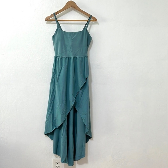 Halara Breezeful Asymmetric Hem 2-Piece Side Pocket Flowy Midi Dress Size S - Picture 3 of 4